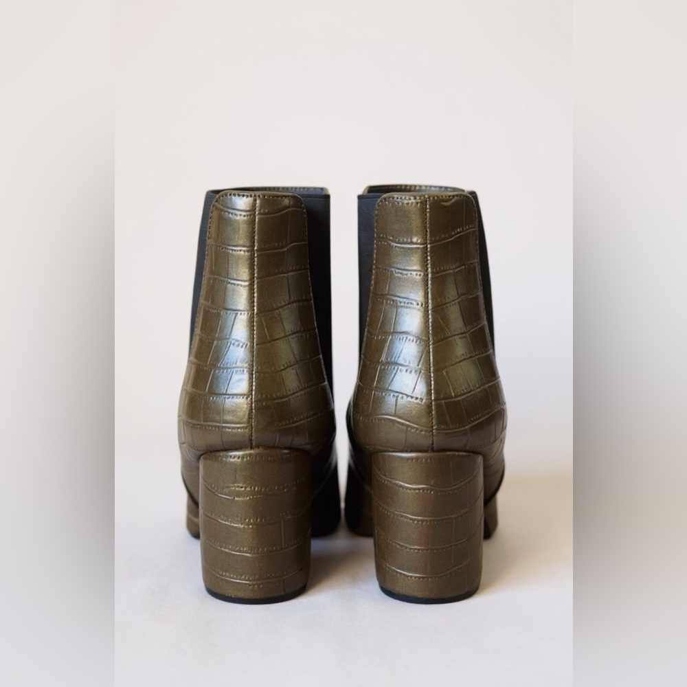 The Valentina Croc Embossed Block Heel Ankle Boots - Picture 3 of 15